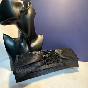 Black Evening Bag Satin and Rhinestones